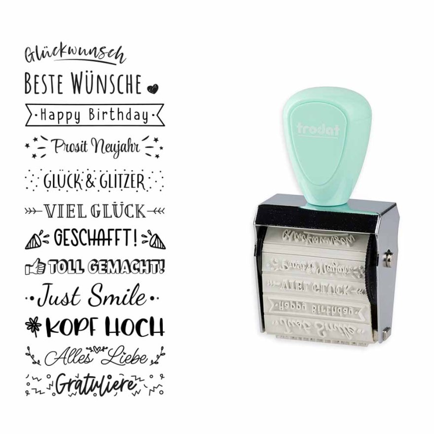 trodat® Creative Mini + Kissen Set - Beste Wünsche (Pastell Grün)