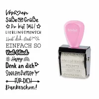 TRODAT Creative Mini + Kissen Set - Nette Botschaften - Pastell Rosa